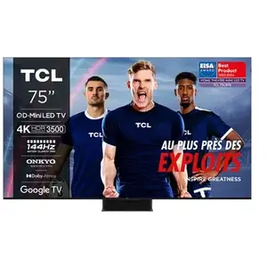 TV QLED TCL 75C89B 190 cm 4K UHD Google TV 2024 Aluminium brossé pas cher