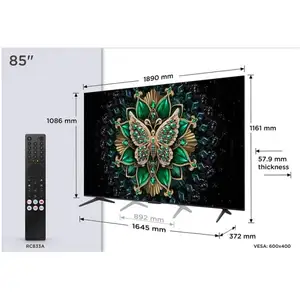 TCL TV QD-Mini LED Tcl 85C69K 216 cm 4K UHD 2025 Aluminium brossé pas cher