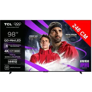 Comparateur de prix : TV QD-Mini LED Pro Tcl 98C79K 249 cm 4K UHD 2025 Aluminium brossé