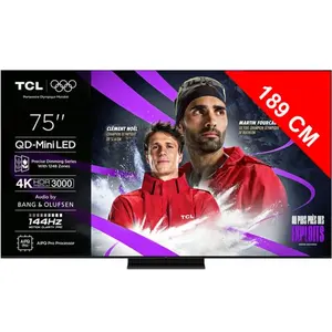 Comparateur de prix : TV QD-Mini LED Pro Tcl 75C79K 191 cm 4K UHD 2025 Aluminium brossé