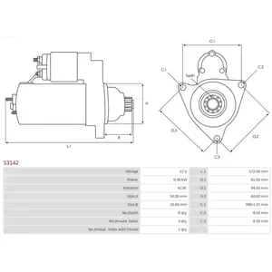 Comparateur de prix : AS-PL S3142 démarreur moteur