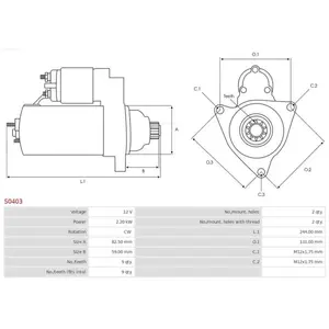Démarreur / Démarreur Vw, Volkswagen As-Pl S0403 pas cher