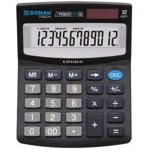 DONAU 125x100x27mm/ Couleur: Noir/Calculatrice avec Affichage 12 Chiffres/Double Alimentation/Garantie 5 Ans