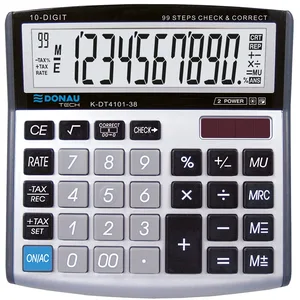 Calculatrice de Bureau DONAU Tech/K-DT4101-38 Fonction Racine à 10 Chiffres/ 136x134x28mm/ Couleur: Argent/Calculatrice avec Affichage à 10 Chiffres/Double Alimentation/Garantie 5 Ans