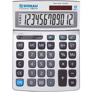 Calculatrice de Bureau DONAU Tech/K-DT4129-38 Fonction Racine 12 Chiffres/ 210x154x34mm/ Couleur: Argent/Calculatrice avec Affichage 12 Chiffres/Double Alimentation/Garantie 5 Ans