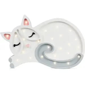 LITTLE LIGHTS Lampe Veilleuse Chat Blanc pas cher
