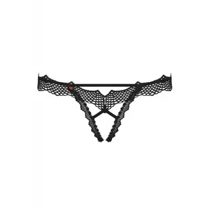 Obsessive Bravelle String ouvert à l'entrejambe - Noir pas cher