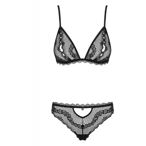 Ensemble Soutien-gorge plongeant et Culotte Obsessive noire pas cher