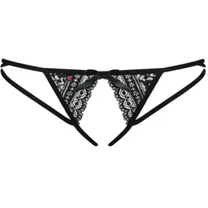Comparateur de prix : Obsessive Picantina String ouvert à l'entrejambe - Noir