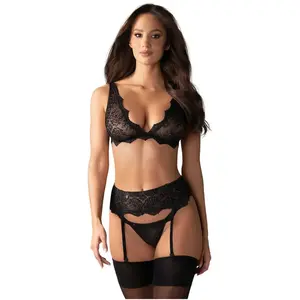 Comparateur de prix : Obsessive Ensemble soutien-gorge et string porte-jarretelles Emperita noir L/XL