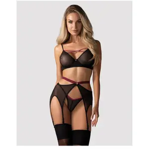 Obsessive Ensemble Novene Soutien-gorge Porte-jarretelles et string Noir XL/XXLVendu paramazon