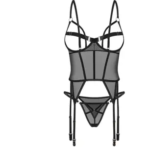 Obsessive - Freedom Euridia Corset et String - Noir pas cher