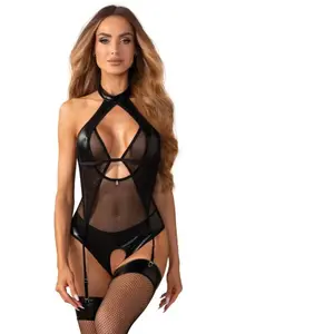 Obsessive Dominna Crotchless Teddy Black pas cher