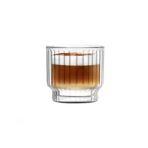 Vialli Design - Set de 2 tasses cannelées 260ml - Transparent -