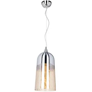 Homemania Britop Lighting Daga Lampe Suspendue Métal Chromé Verre Transparent