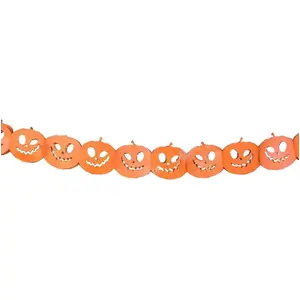 PartyDeco Guirlande en papier Halloween citrouille 300cm pas cher