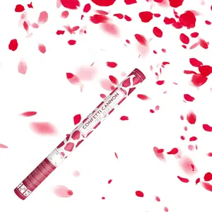 PartyDeco Canon confettis 60cm pétales roses couleur rouge pas cher