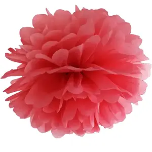 PARTYDECO Pompon à suspendre en papier rouge 25 cm - Rouge pas cher
