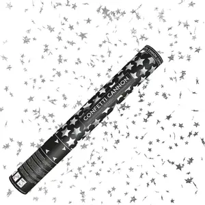 canon à confettis étoile argent 40cm - partydeco tukst40-018 pas cher