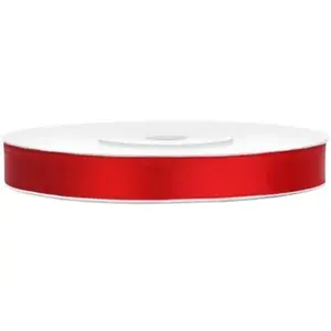 PARTYDECO Ruban satin rouge - Ruban - 25 mètres de longueur - 6 mm de largeur pas cher
