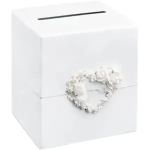 PartyDeco Urne blanche avec coeur de roses