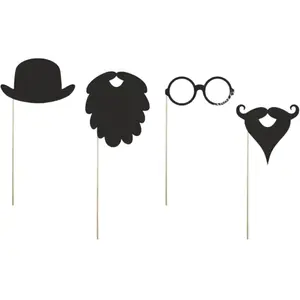 PartyDeco Lot de 4 Props on a stick Gentleman pour photos mariage pas cher