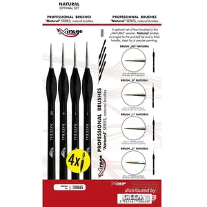 Pinceau MIRAGE BRUSH OPTIMAL SET of NATURAL [4 x Natural Brush: 00, 0, 1, 2]  - Mirage Hobby Pinceau à maquettes  - 4100065 