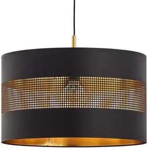 TK Lighting Suspension Tago, à une lampe, noire/dorée pas cher