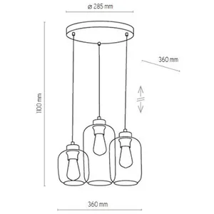 TK Lighting Suspension Marco Brown à 3 lampes, claire/brune pas cher
