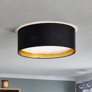 TK Lighting Plafonnier Bilbao,noir/doré, Ø 45 cm pas cher