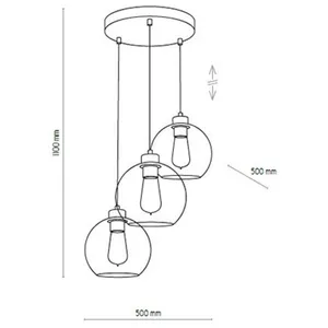 TK Lighting Suspension Cubus, Ø 50 cm, 3 lampes, gris fumé, verre pas cher