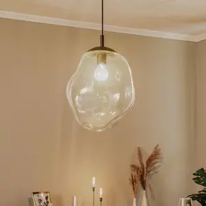 TK Lighting Suspension en verre Sol Ø 35 cm noire/transparente
