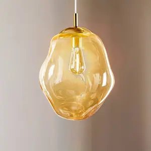 TK Lighting Suspension en verre Sol, Ø 35cm, noir/ambre pas cher