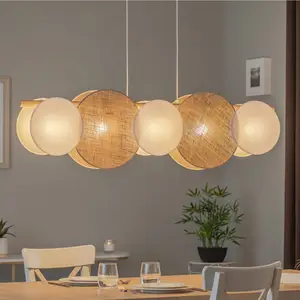 TK Lighting Suspension Pulse, abat-jour en jute, brun naturel/blanc, 5... pas cher