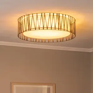 TK Lighting Plafonnier Harmony, noir, Jute Natur, Ø 72 cm pas cher