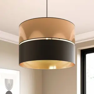 Suspension - TK Lighting - HILTON Noir-Or - 1xE27 - Métal - LED pas cher