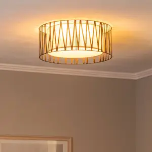 TK Lighting Plafonnier Harmony, noir, Jute Natur, Ø 50 cm pas cher