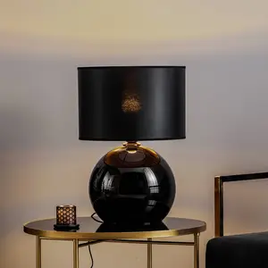 TK Lighting Lampe à poser Palla, Ø 36 cm, noir/or pas cher
