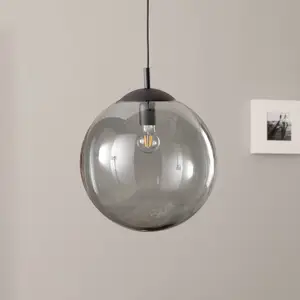TK Lighting Suspension Esme, verre, graphite-transparent, 1 lampe, Ø 3... pas cher