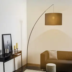 TK Lighting Lampe sur pied Moby Black, tissu