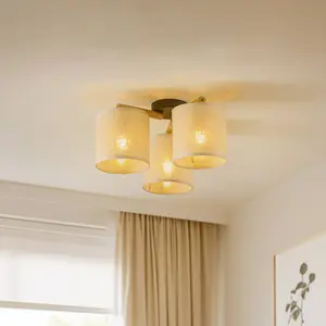 TK Lighting Plafonnier Deva, tissu, à 3 lampes pas cher