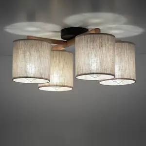 TK Lighting Plafonnier Deva à 4 lampes, tissu pas cher