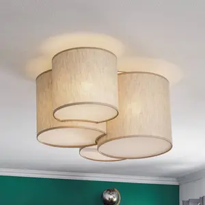 TK Lighting Mona Nature plafonnier, à 4 lampes, lin naturel pas cher