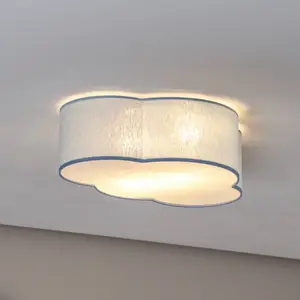 TK Lighting Plafonnier Cloud, bleu, 43 cm de long, textile, nuage, E27 pas cher