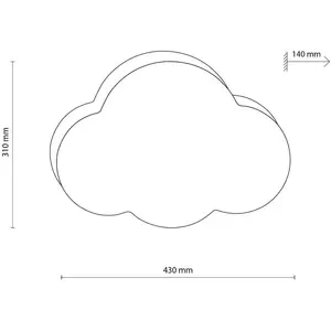 TK Lighting Plafonnier Cloud, rose, 43 cm de long, textile, nuage, E27 pas cher