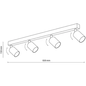 TK Lighting Spot pour plafond Top, ajustable, brun, à 4 lampes linear pas cher