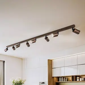 TK Lighting Spot pour plafond Top, ajustable, brun, à 8 lampes linear pas cher