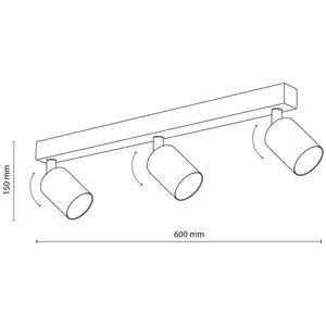 TK Lighting Spot pour plafond Top, ajustable, brun, à 3 lampes linear pas cher