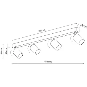 Comparateur de prix : TK Lighting Spot pour plafond Top, noir, 83 cm, à 6 lampes, métal, GU10