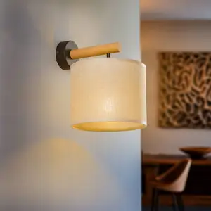 TK Lighting Applique murale Deva Nature, tissu, bois